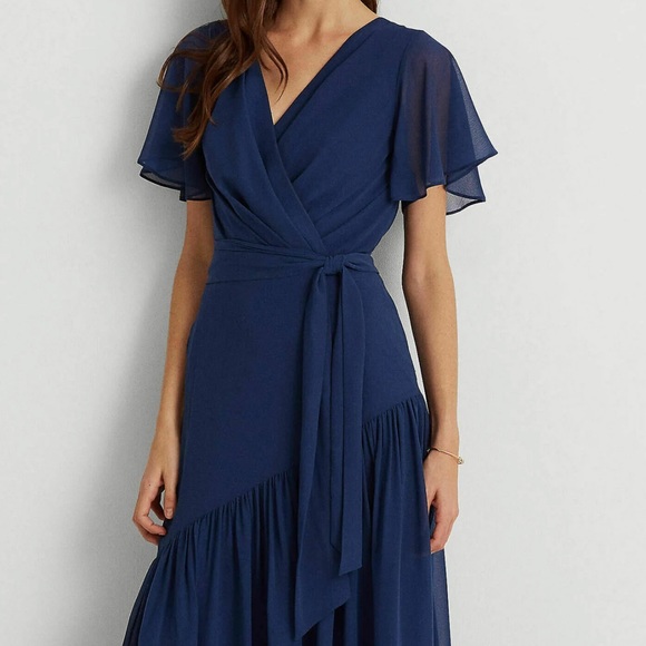 Lauren Ralph Lauren Crinkled Georgette Gown - Picture 5 of 15